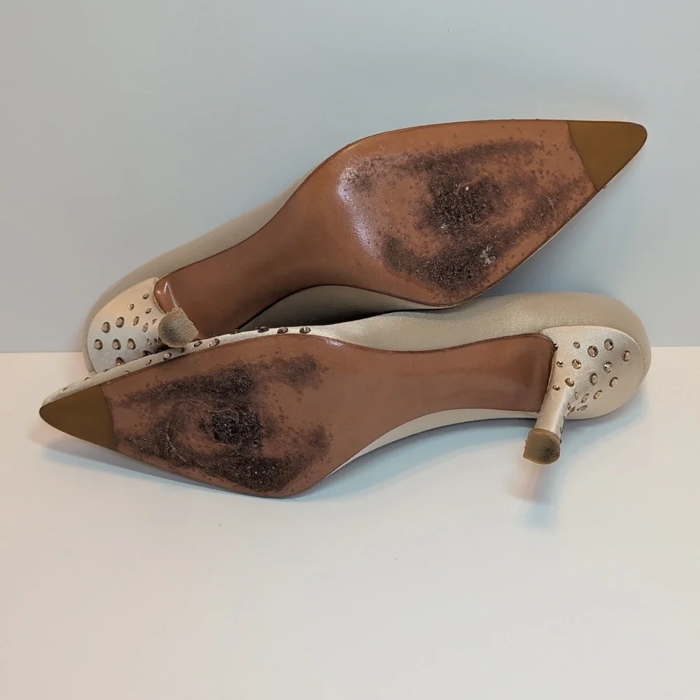 St. John Satin Embellished Studded Formal Evening Heels Size 8